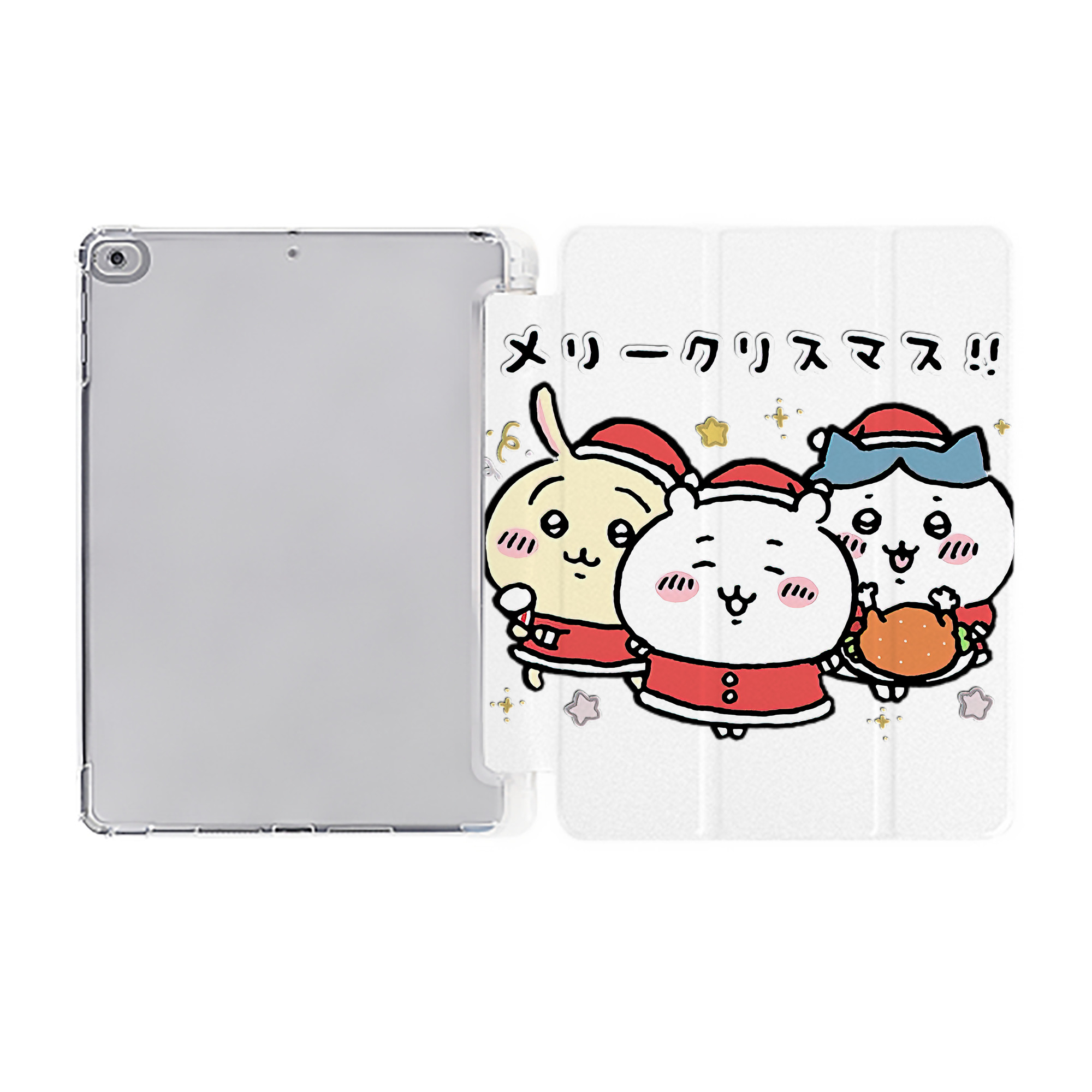 （画像用） ちいかわ ハチワレ Chii-kawa hachiware IPad ケース ペン収納付き 三つ折りスタンド PUレザー×シリコン 対応機種9.5/10.5/10.9インチ